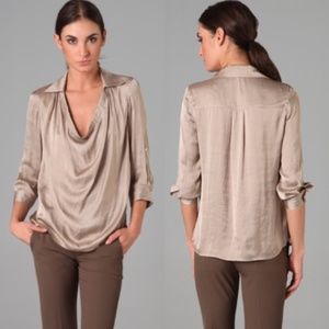 VINCE Cowl Neck Satin Blouse Size 6